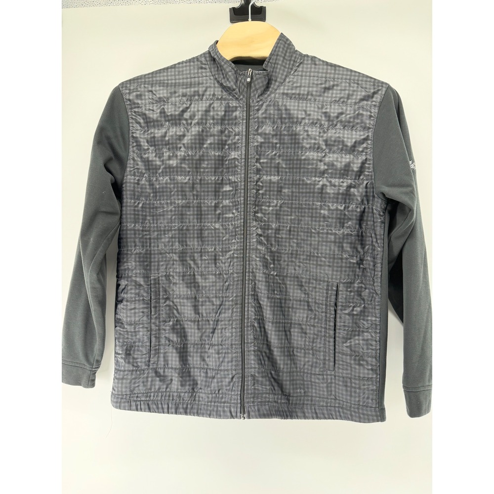 FootJoy Men XL Grey Gingham Hybrid Full Zip Golf Jacket Quilted Wind Shell logo‎